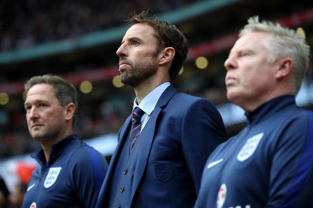 Southgate on the touchline with his staff