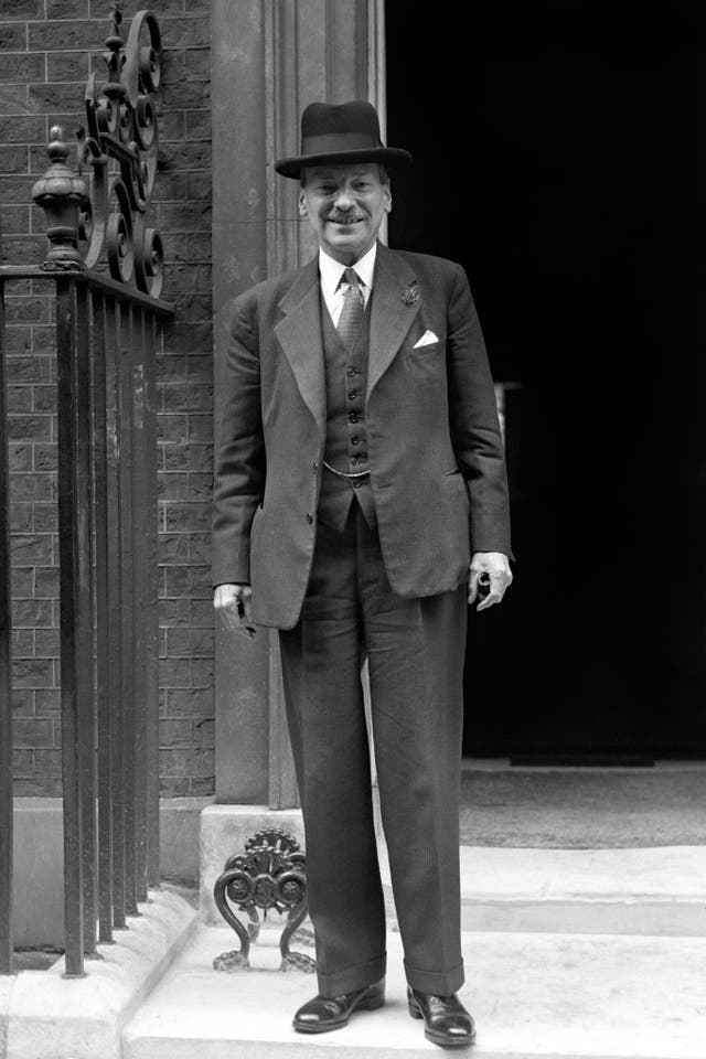 Clement Attlee standing by the door of No 10