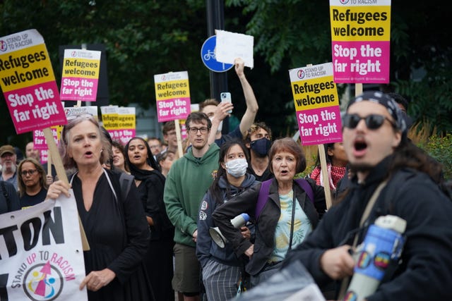 Counter protesters demonstrating in Brentford