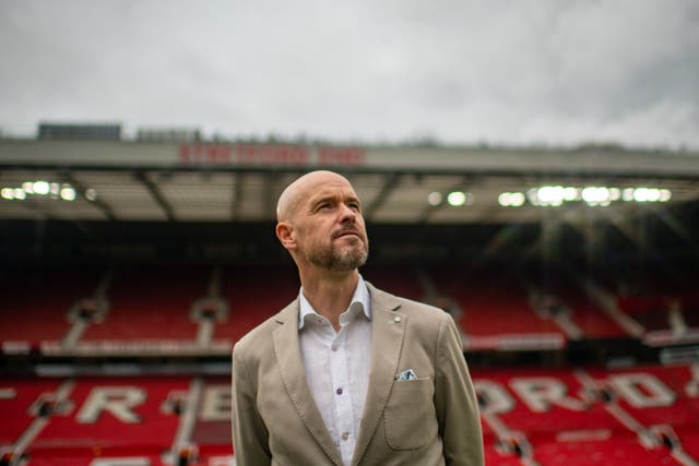 Newly appointed Manchester United manager Erik ten Hag during his unveiling at Old Trafford on Monday