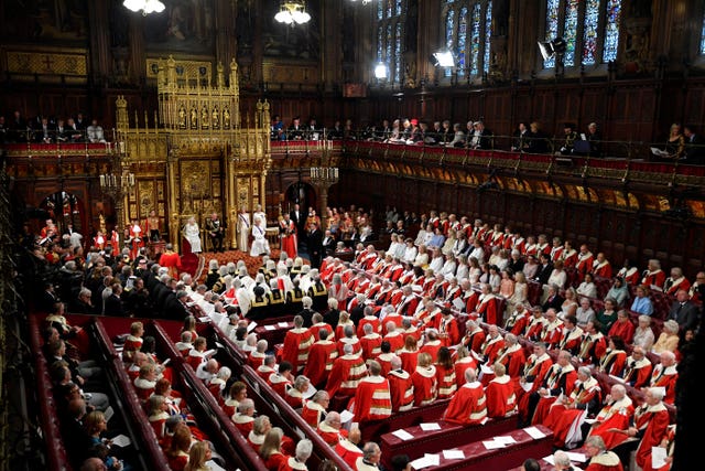 Scenes in the House of Lords during the speech