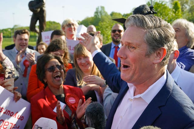 Sir Keir Starmer celebrating with supporters following last week's local elections