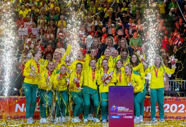 Australia celebrate with the trophy