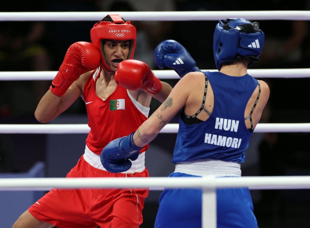 Khelif and Hamori fighting in the ring