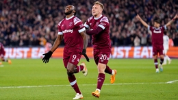 West Ham United’s Michail Antonio (left) celebrates scoring their side’s fourth goal of the game during the UEFA Europa Conference League quarter-final second leg match at the London Stadium, London. Picture date: Thursday April 20, 2023.
