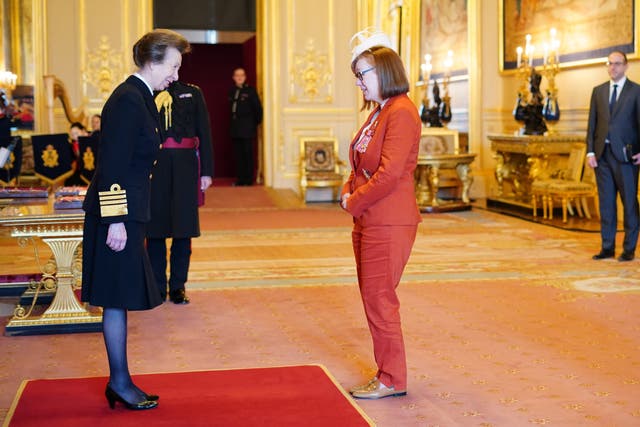Professor Dame Sarah Gilbert from Oxford is made a Dame Commander of the British Empire by the Princess Royal at Windsor Castle 