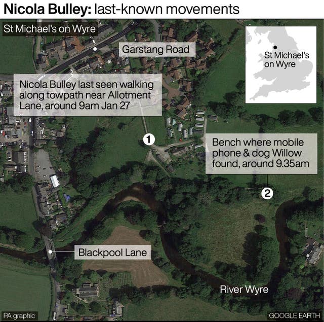 Nicola Bulley: last-known movements.