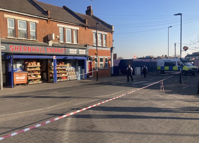 A police cordon in Shernhall street in Walthamstow