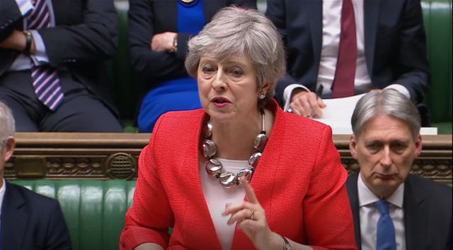 Prime Minister Theresa May speaks during the Brexit debate 