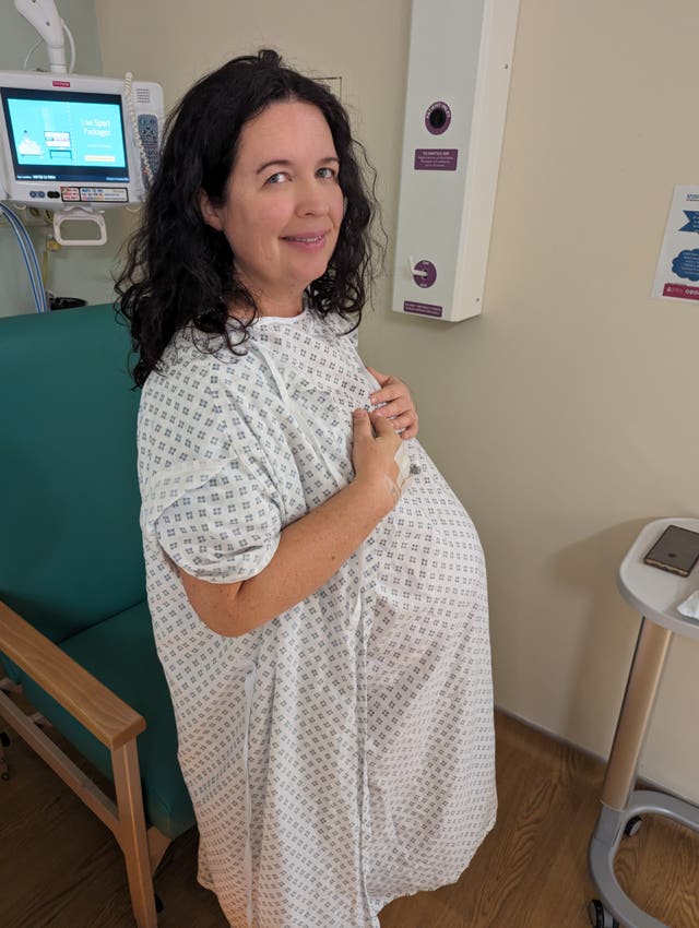 Mrs Darlington before giving birth at Warrington Hospital