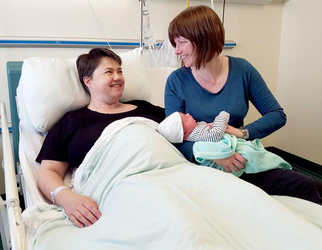 Ruth Davidson with her partner and newborn son