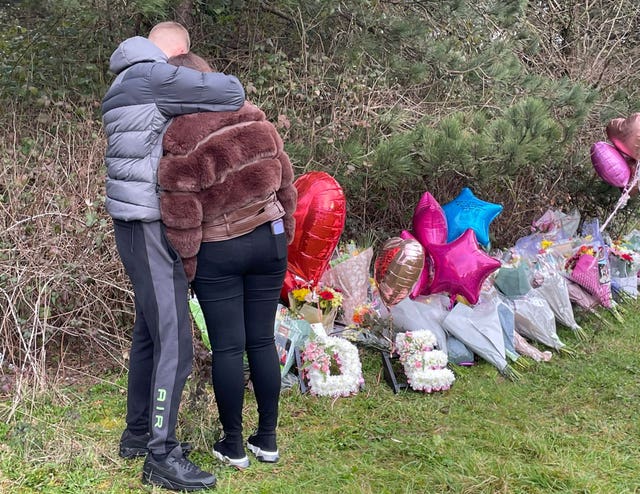 Floral tributes left near the scene in the St Mellons area after the crash