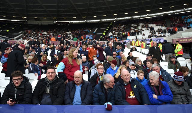 West Ham fans at the London Stadium