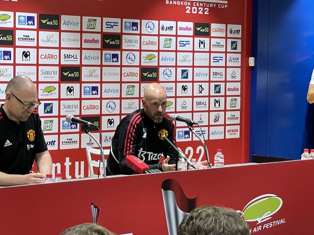 Manchester United manager Erik ten Hag during a press conference 