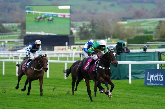 Edwardstone (left) in action against Jonbon at Cheltenham in November