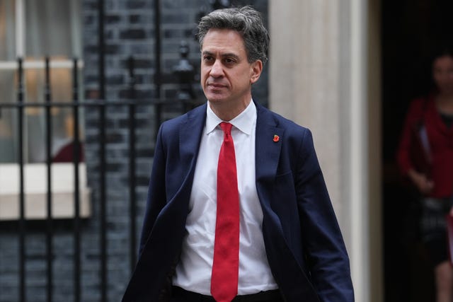 Energy Secretary Ed Miliband walking along Downing Street