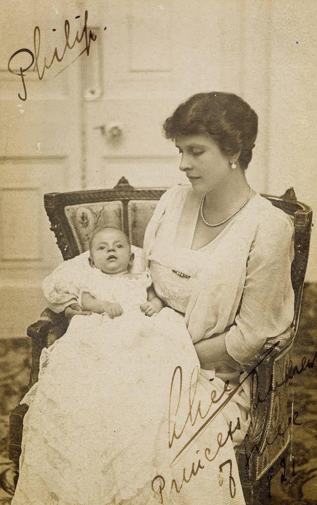 A baby Philip with his mother, Princess Alice