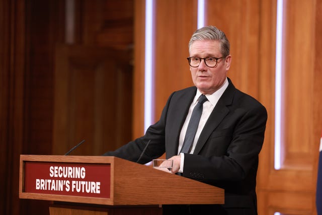 Sir Keir Starmer holds a press conference in the Downing Street briefing room