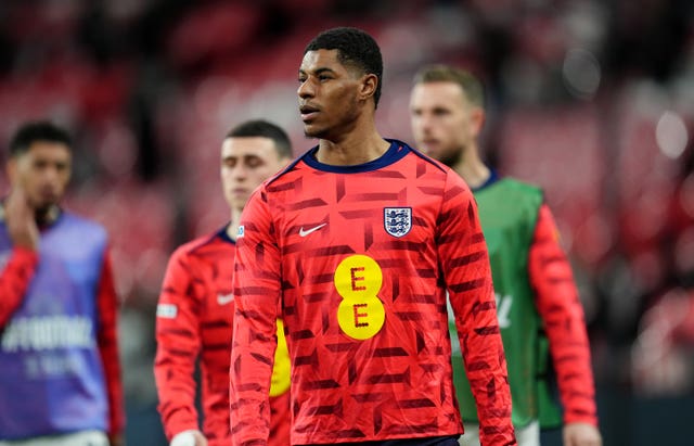 England’s Marcus Rashford warms up before the World Cup qualifying match against Albania at Wembley