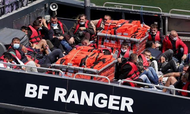 Migrants on Border Force boat