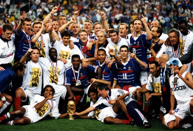 France players celebrate after they beat Brazil in the World Cup Final 