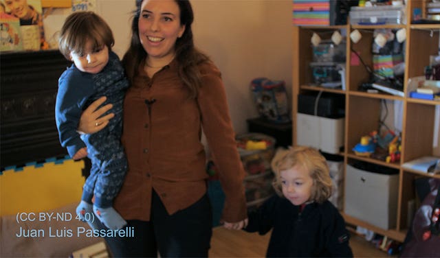 Julian Assange’s partner Stella Moris and their son’s Gabriel and Max (Juan Luis Passarelli/PA)