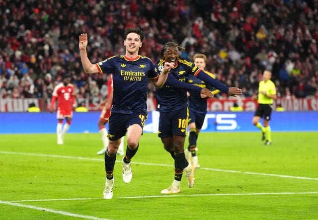 Declan Rice celebrates