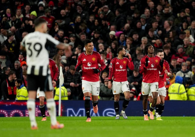 Manchester United players celebrate
