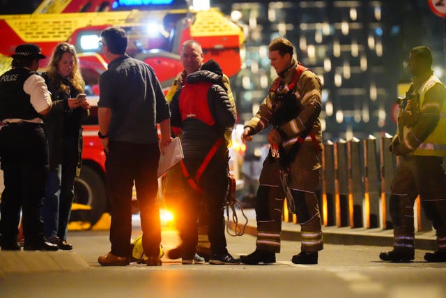 Emergency services at the scene of the protest