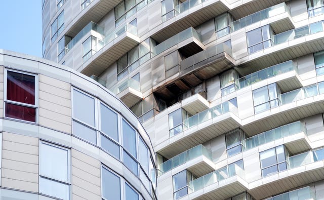 A view of balconies on the tower 