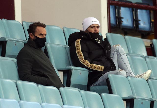 England manager Gareth Southgate, left, and Grealish spoke and sat in the stands together during Villa's clash with Manchester City