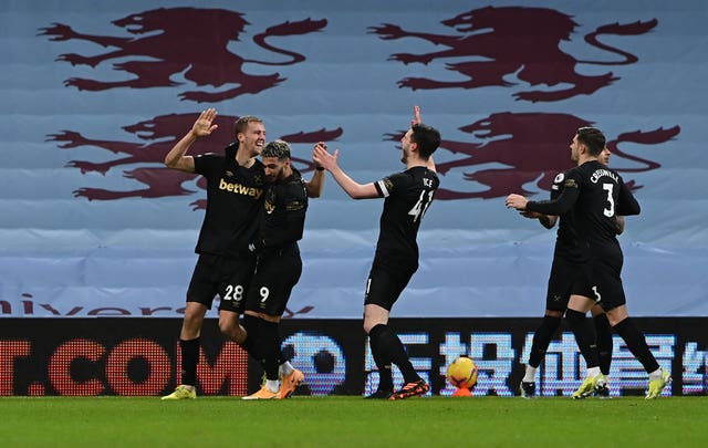 Tomas Soucek celebrates giving West Ham the lead
