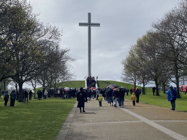People gather for the annual Good Friday Way of the Cross event in Phoenix Park, Dublin