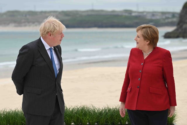 Angela Merkel with Boris Johnson during the G7 summit