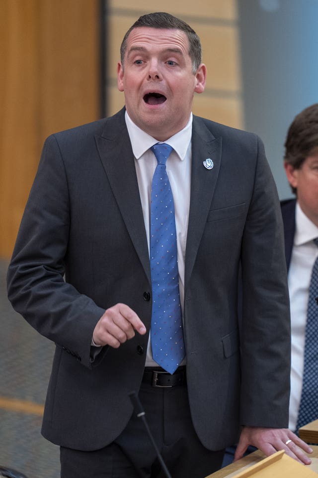 Douglas Ross speaks during First Minister’s Questions