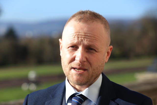 Headshot of Jamie Bryson speaking