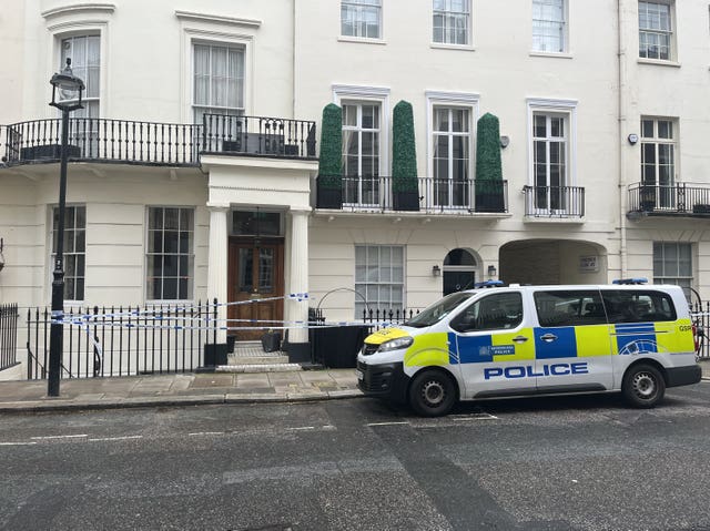 Police at the scene on Stanhope Place, Bayswater