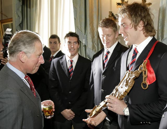 Alun Wyn Jones, right, meets the Prince of Wales