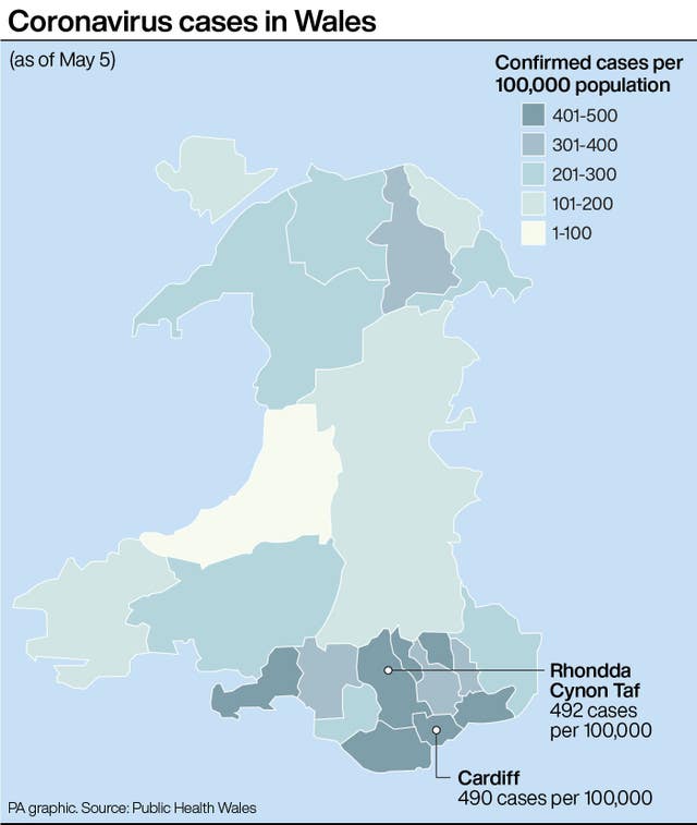 Coronavirus cases in Wales