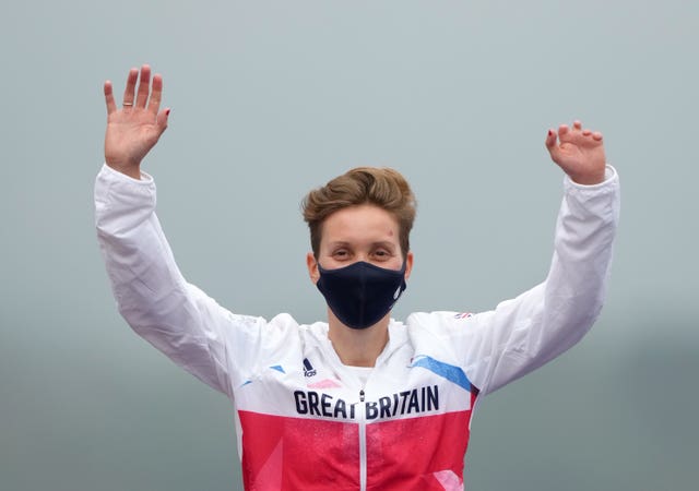 Great Britain's Crystal Lane-Wright celebrates silver in the women's C5 time trial