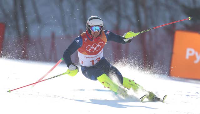 Britain's Dave Ryding was ninth in a dramatic men's slalom