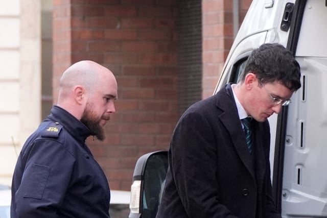 Enoch Burke (right) leaving the Court of Appeal in Dublin