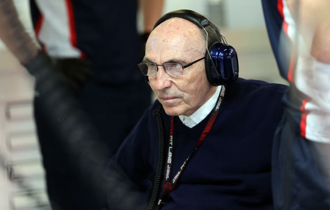 Sir Frank Williams watched on during F1 practice at the Circuit de Catalunya, Barcelona.