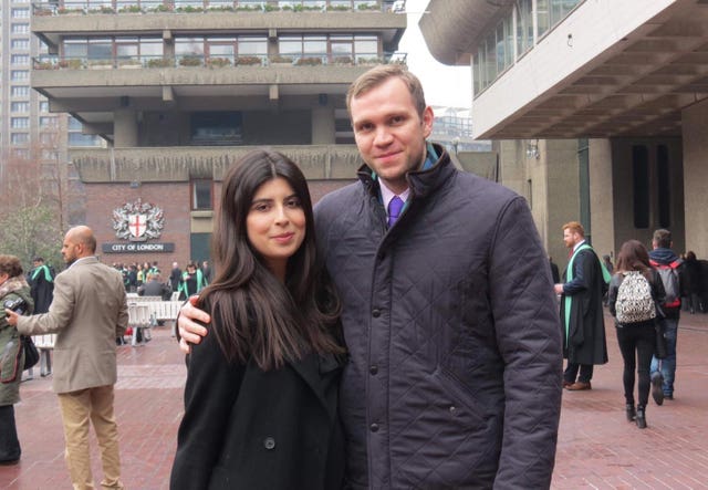 Matthew Hedges with his wife Daniela Tejada