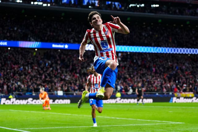 Julian Alvarez celebrates scoring their side’s third goal