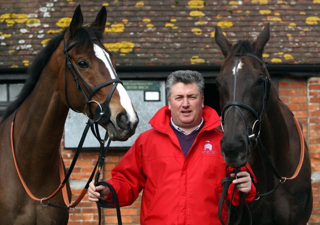 Paul Nicholls with Kauto Star (left) and Denman