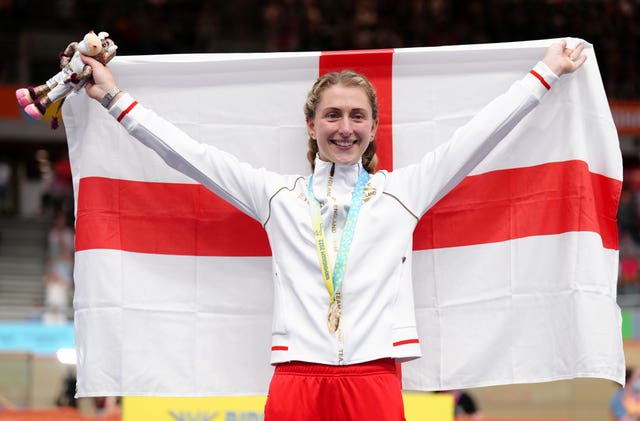 Olympic champion Laura Kenny returned to cycling after the birth of her baby boy