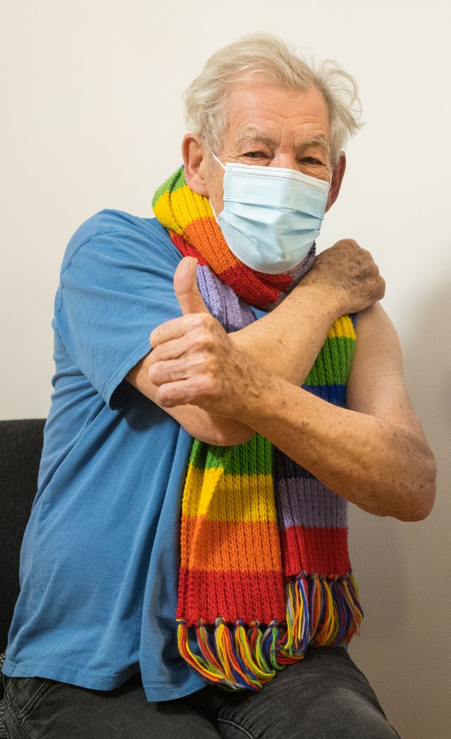 Sir Ian McKellen is among the stars who have been vaccinated 