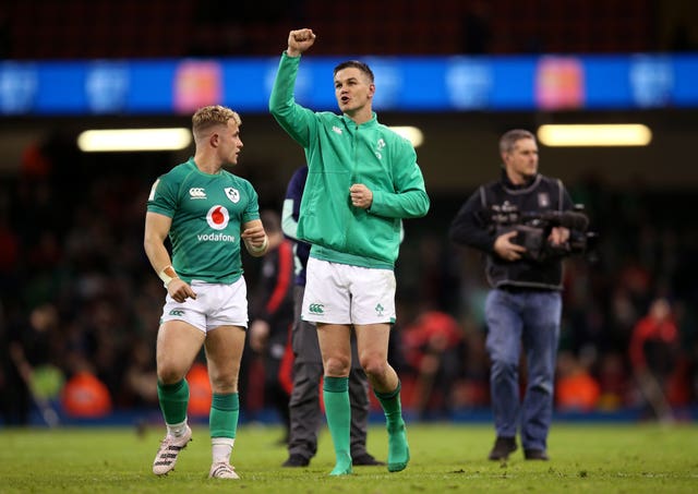 Johnny Sexton, right, celebrated his latest Six Nations campaign in style