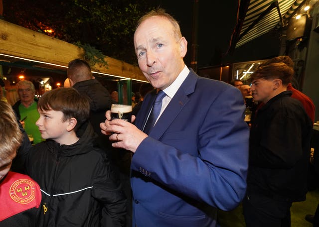 Micheal Martin enjoys a pint of Guinness in The Bridge pub, Ballsbridge